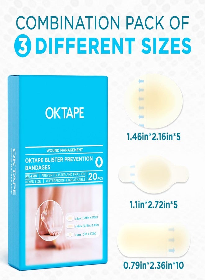 اوك تيب ضمادة OK TAPE للوقاية من البثور، مقاومة للماء، للوقاية من البثور في الكعب، 20 قطعة (1.46 بوصة × 2.16 بوصة - 5 قطع، 1.1 بوصة × 2.72 بوصة - 5 قطع، 0.79 بوصة × 2.36 بوصة - 10 قطع) - Image 5